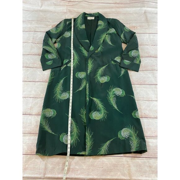 Vintage Cain Sloan Peacock Green Dressing Coat - L/XL - Picture 2 of 12